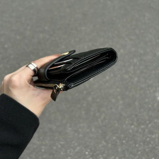 Portefeuille RFID Femme Cuir Noir.
