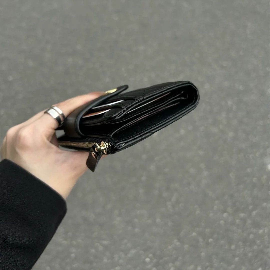 Portefeuille RFID Femme Cuir Noir.