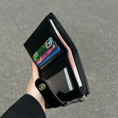 Portefeuille RFID Femme Cuir Noir.